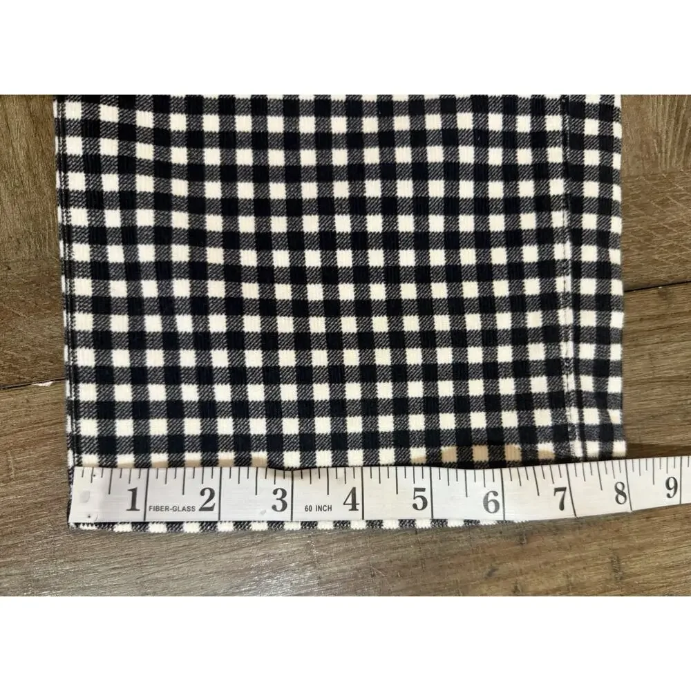 TALBOTS Black White Checked Plaid Corduroy Straight Leg Pants Women's Size 16